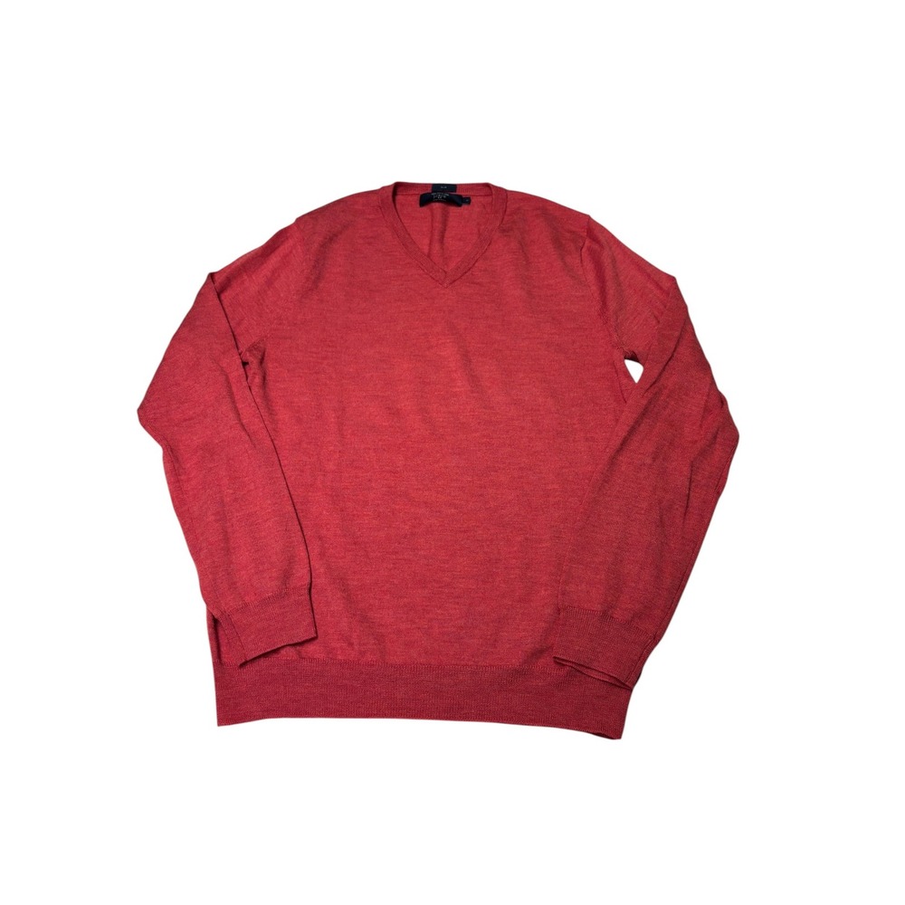 J.Crew Slim V-Neck Sweater Mens Large Red 100% Merino Wool